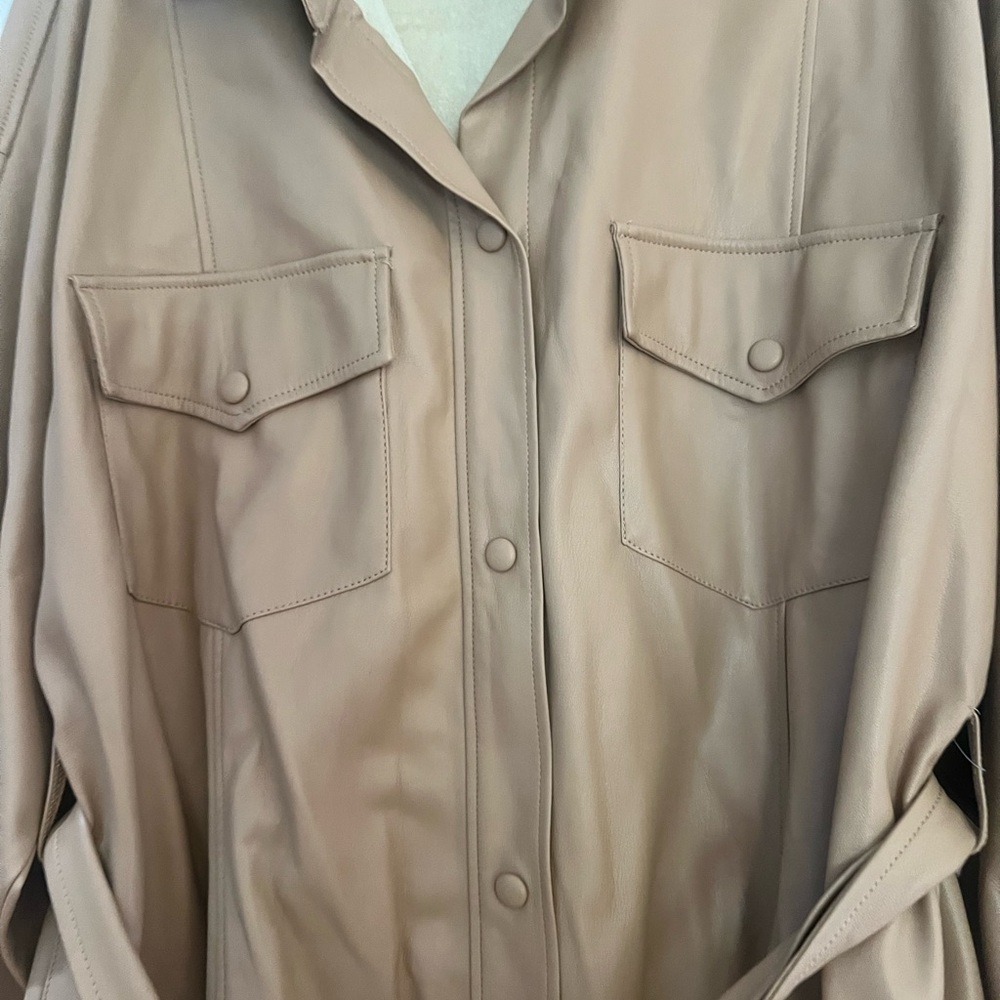 Mango woman’s leather shirt jacket coat - Picture 8 of 12